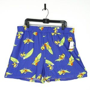 Mad Engine Simpsons Bart Shorts Purple 100% Rayon Stretch Women's Size 2XL NWT